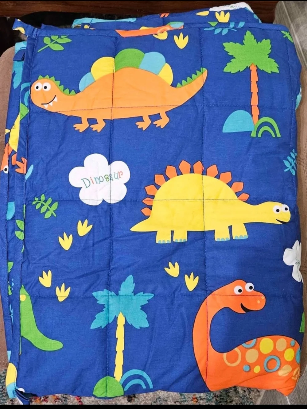 Kids Dinosaur Comforter - Blue/Orange/Yellow